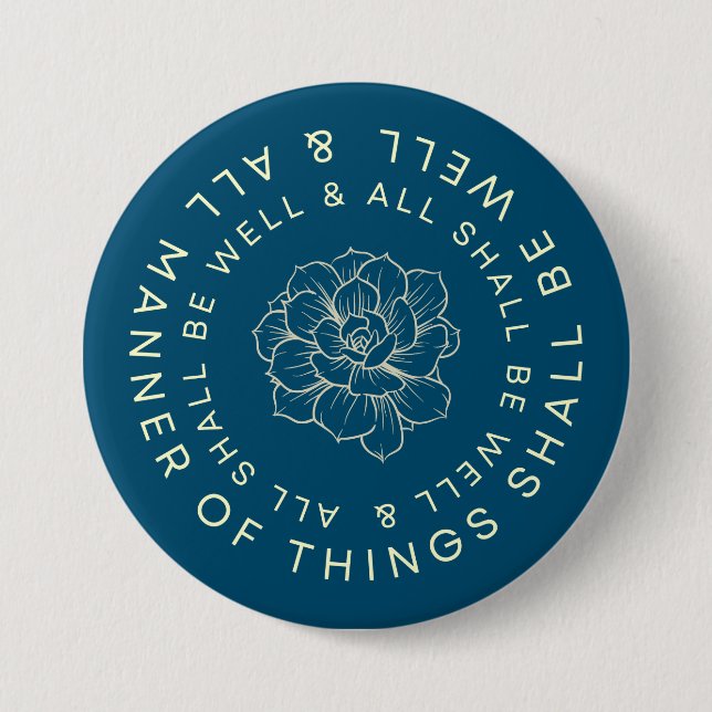 Badge Rond 7,6 Cm Tout Va Bien - Bouton Fleur (Devant)