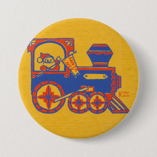 Badge Rond 7,6 Cm Train père Noël