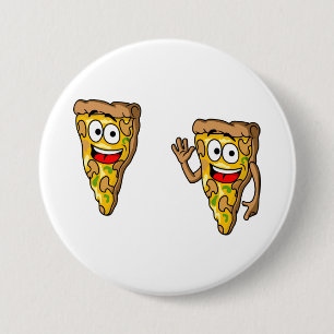 Badge Rond 7,6 Cm Tranches de pizza aux champignons heureux
