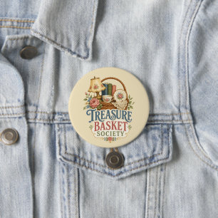 Badge Rond 7,6 Cm Trésor Corbeille Société Cottagecore