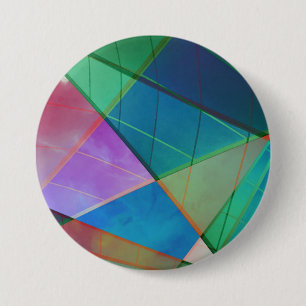 Badge Rond 7,6 Cm Triangles modernes, colorés, trapézoïdes forme l'a