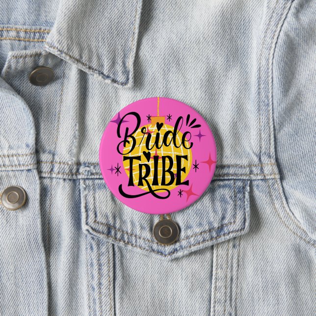 Badge Rond 7,6 Cm Tribe de mariée large 3" ronde (En situation)