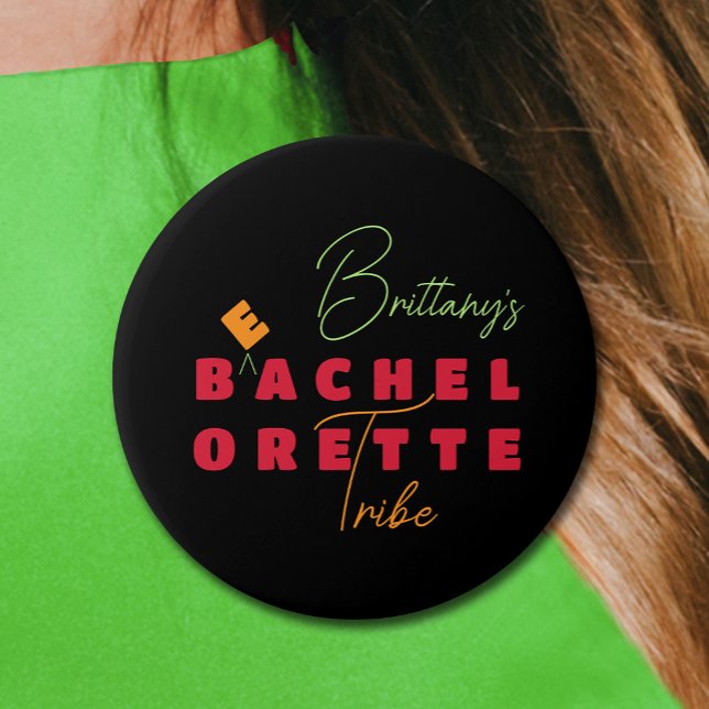 Badge Rond 7,6 Cm Tribu de plage Bachelorette (Personalized Beach Bachelorette Party Button)