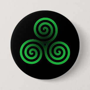 Badge Rond 7,6 Cm Triskele céleste vert