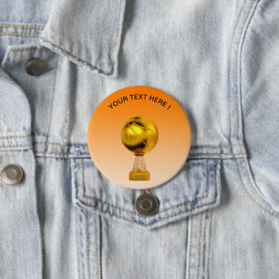 Badge Rond 7,6 Cm Trophée d'or de basket-ball