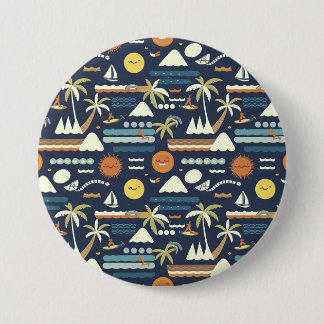 Badge Rond 7,6 Cm Tropical Beach Fun Pattern