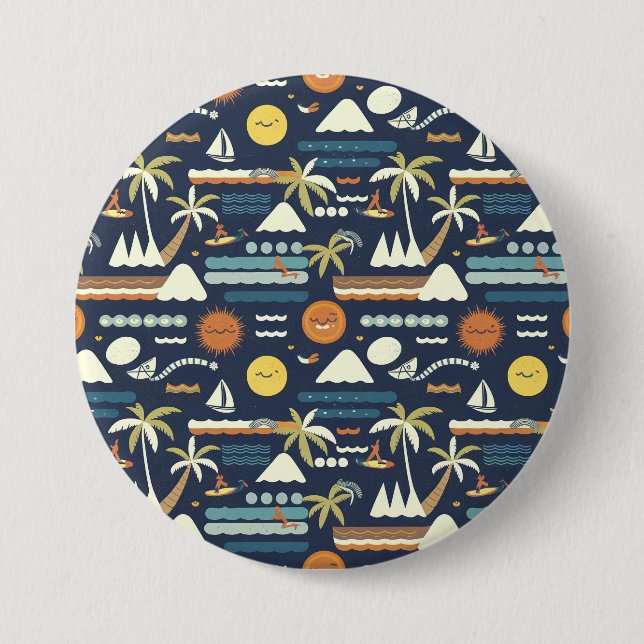 Badge Rond 7,6 Cm Tropical Beach Fun Pattern (Devant)