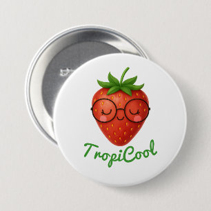 Badge Rond 7,6 Cm TropiCool Strawberry - Bouton brillant mignon