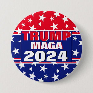 BADGE ROND 7,6 CM TRUMP 2024 MAGA