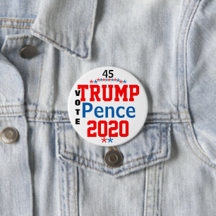 Badge Rond 7,6 Cm Trump Pence 2020 Rouge Blanc Bleu