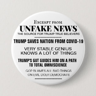 BADGE ROND 7,6 CM TRUMP UNFAKE NEWS