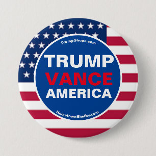 BADGE ROND 7,6 CM TRUMP VANCE AMÉRIQUE