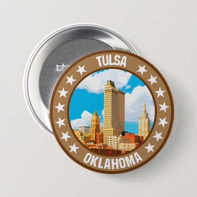 Badge Rond 7,6 Cm Tulsa (Devant & derrière)