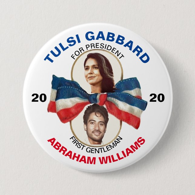 Badge Rond 7,6 Cm Tulsi Gabbard et Abraham Williams 2020 (Devant)