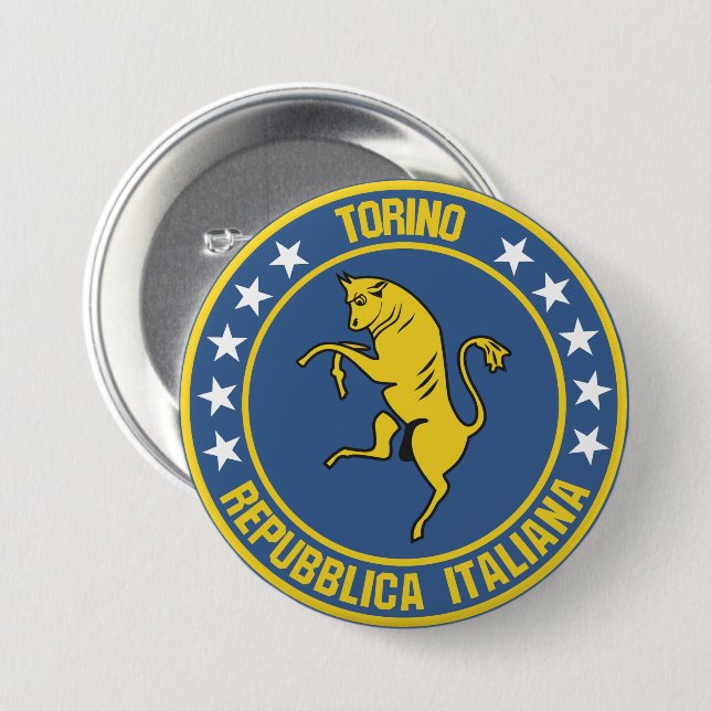 Badge Rond 7,6 Cm Turin (Devant & derrière)