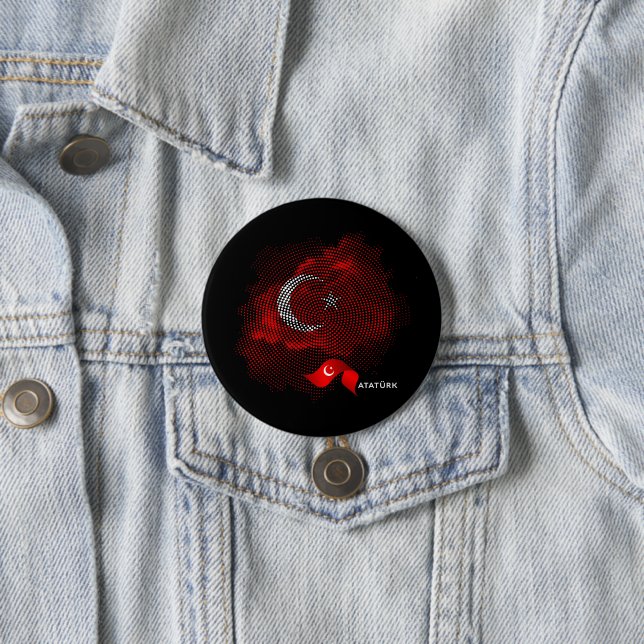 Badge Rond 7,6 Cm Turkey flag (En situation)
