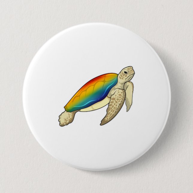 Badge Rond 7,6 Cm Turtle Rainbow (Devant)