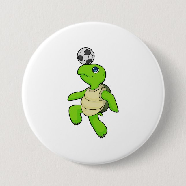 Badge Rond 7,6 Cm Turtle Soccer joueur (Devant)