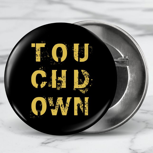 Badge Rond 7,6 Cm Typographie du football Golden Touchdown (Créateur téléchargé)
