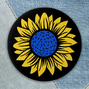 Badge Rond 7,6 Cm Ukraine Sunflower Solidarité ukrainienne