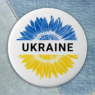 Badge Rond 7,6 Cm Ukraine Sunflower Soutien Solidarité Ukraine