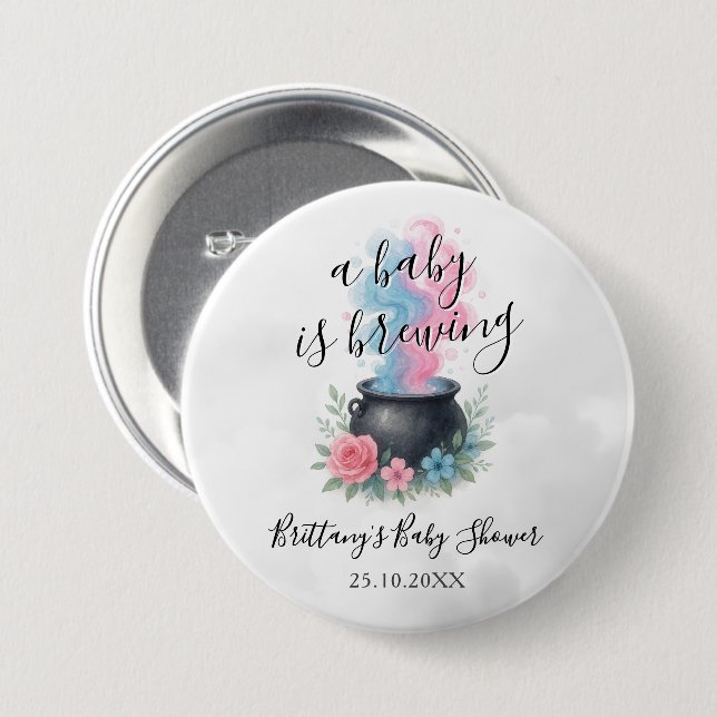 Badge Rond 7,6 Cm Un Bébé brasse un Cauldron Magique (Devant & derrière)