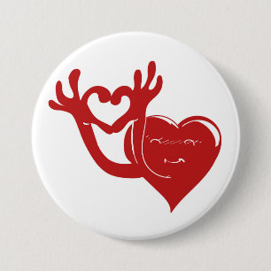 Badge Rond 7,6 Cm un coeur mignon faisant signe de coeur avec les do