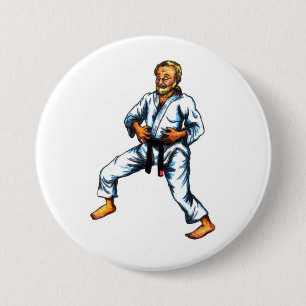 Badge Rond 7,6 Cm un combattant karaté pratiquant des exercices resp