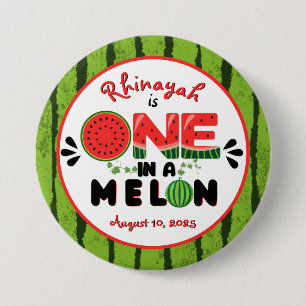 Badge Rond 7,6 Cm UN dans Melon Watermelon Premier anniversaire Cand