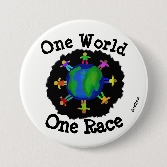 Badge Rond 7,6 Cm Un monde, une course (Devant)