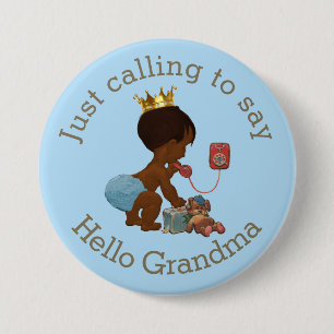 Badge Rond 7,6 Cm Un prince ethnique mignon appelle à dire bonjour g