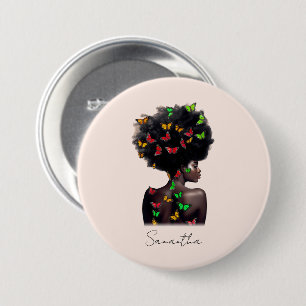 Badge Rond 7,6 Cm Une femme afro-américaine avec un Afro rempli de p