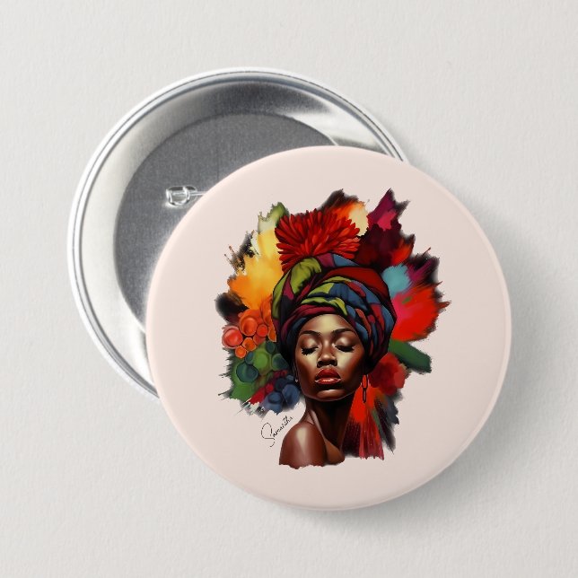 Badge Rond 7,6 Cm Une femme afro-américaine capable (Devant & derrière)