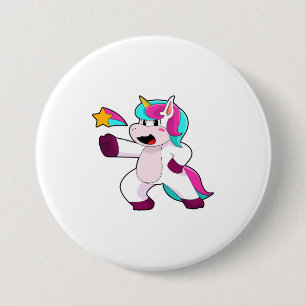 Badge Rond 7,6 Cm Unicorne avec étoile