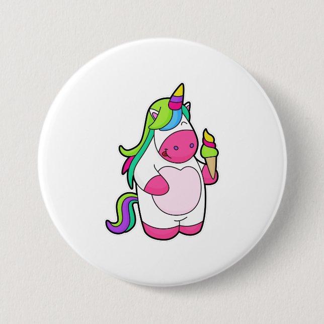 Badge Rond 7,6 Cm Unicorne avec gaufre Glace (Devant)