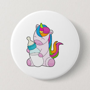Badge Rond 7,6 Cm Unicorne Bouteille de lait