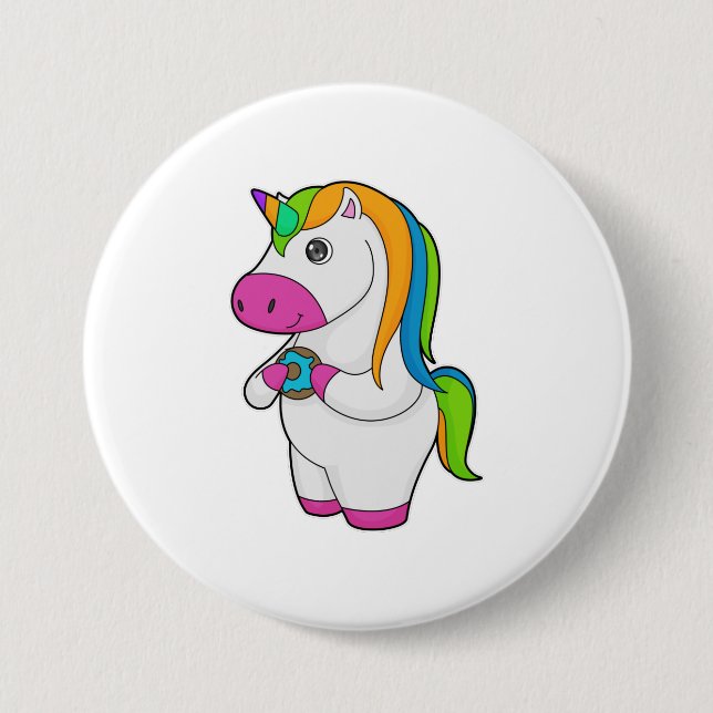 Badge Rond 7,6 Cm Unicorne Donut (Devant)