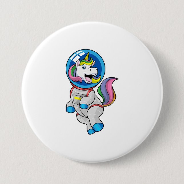 Badge Rond 7,6 Cm Unicorne en tant qu'astronaute dans l'espace (Devant)