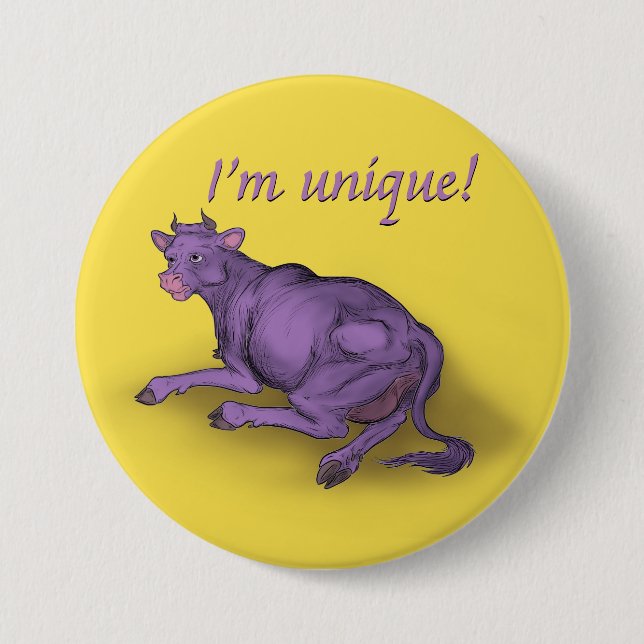 Badge Rond 7,6 Cm Unique ! vache pourpre (Devant)
