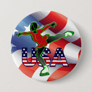 Badge Rond 7,6 Cm USA Figure Skating Grand