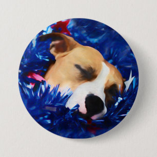 Badge Rond 7,6 Cm USA Patriotique Chien American Pit Bull Terrier