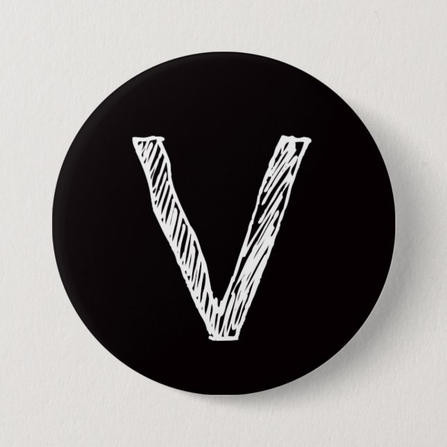 Badge Rond 7,6 Cm V est pour Virtuelle (Devant)