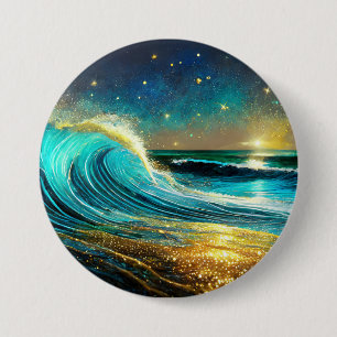 Badge Rond 7,6 Cm Vagues océaniques clignantes