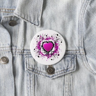 Badge Rond 7,6 Cm Valentine Purple Heart