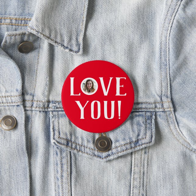 Badge Rond 7,6 Cm Valentines Couple Heart Photo personnalisée person (En situation)