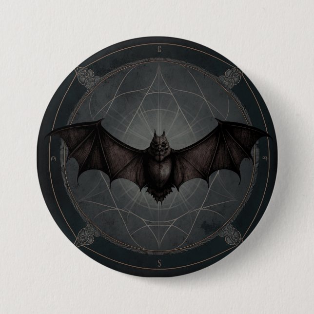 Badge Rond 7,6 Cm Vampire Bat Gothic Dark, Ai Généré Design (Devant)