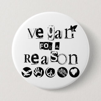 Badge Rond 7,6 Cm Végétalien pour un insigne de raison