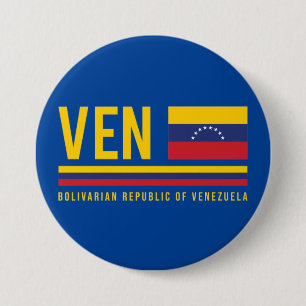 Badge Rond 7,6 Cm Venezuela Drapeau et code ISO Alpha 3 Design