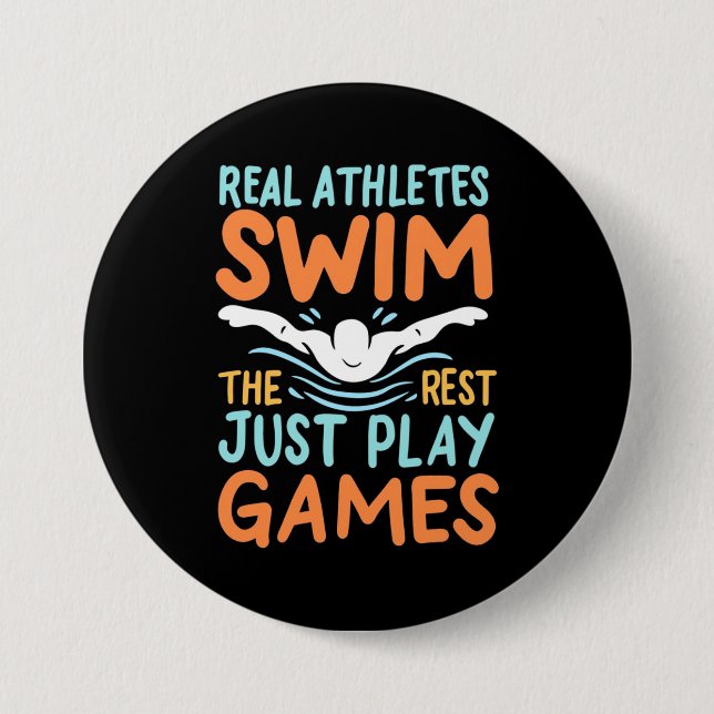 Badge Rond 7,6 Cm Véritable Athlètes nager (Devant)