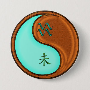 Badge Rond 7,6 Cm Verseau & Chèvre de Bois
